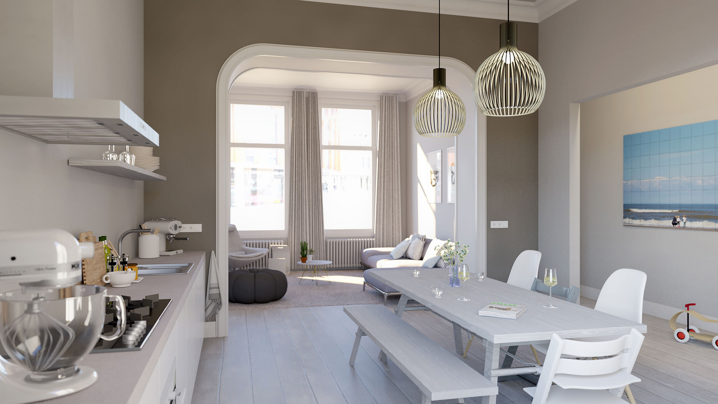 3D visualisatie interieur modern design scandinavian verkoop